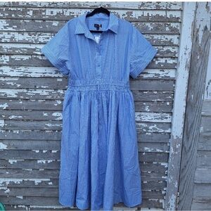 J. Crew Elena Shirtdress in striped cotton popli dress size 16 NWT